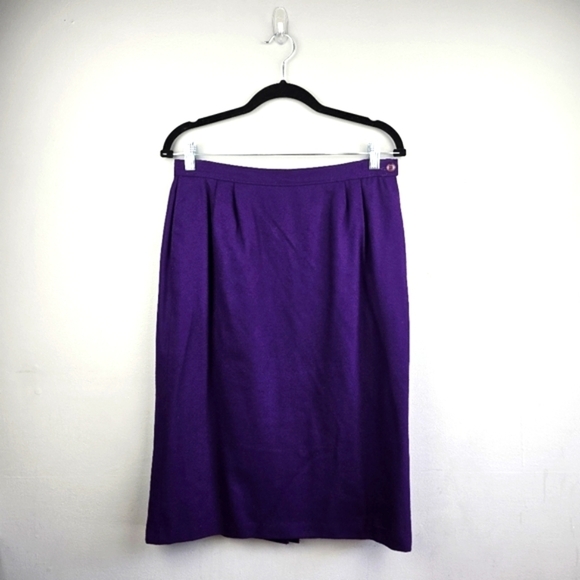 PENDLETON Vintage Pure Virgin Wool Midi Pencil Skirt Lined Purple Womens Size 10 - Picture 2 of 15